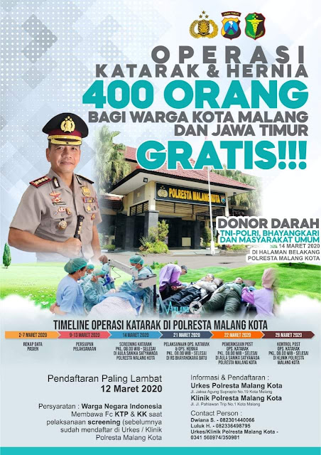 Polresta Malang Kota Gelar Operasi Katarak & Hernia Gratis Bagi 400 Warga Jatim