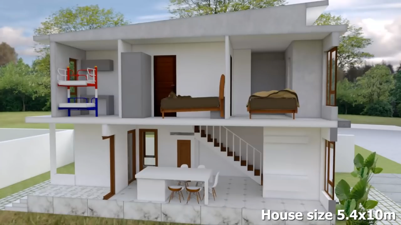 Desain dan Denah Rumah 2 Lantai dengan Ukuran 5,4 x 10 M ...