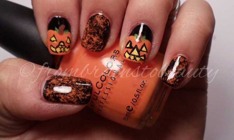 From Brains To Beauty: ♥Halloween Nail Tutorial | Pumpkins and Marble♥