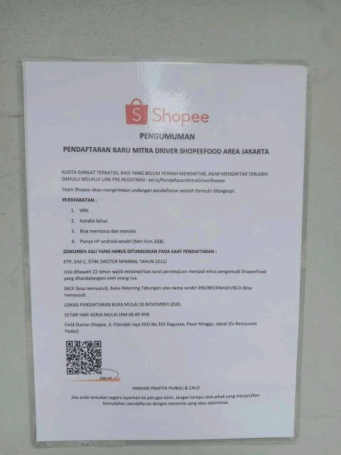 Kembali Dibuka Lowongan Mitra Pengemudi Shopeefood Serangid