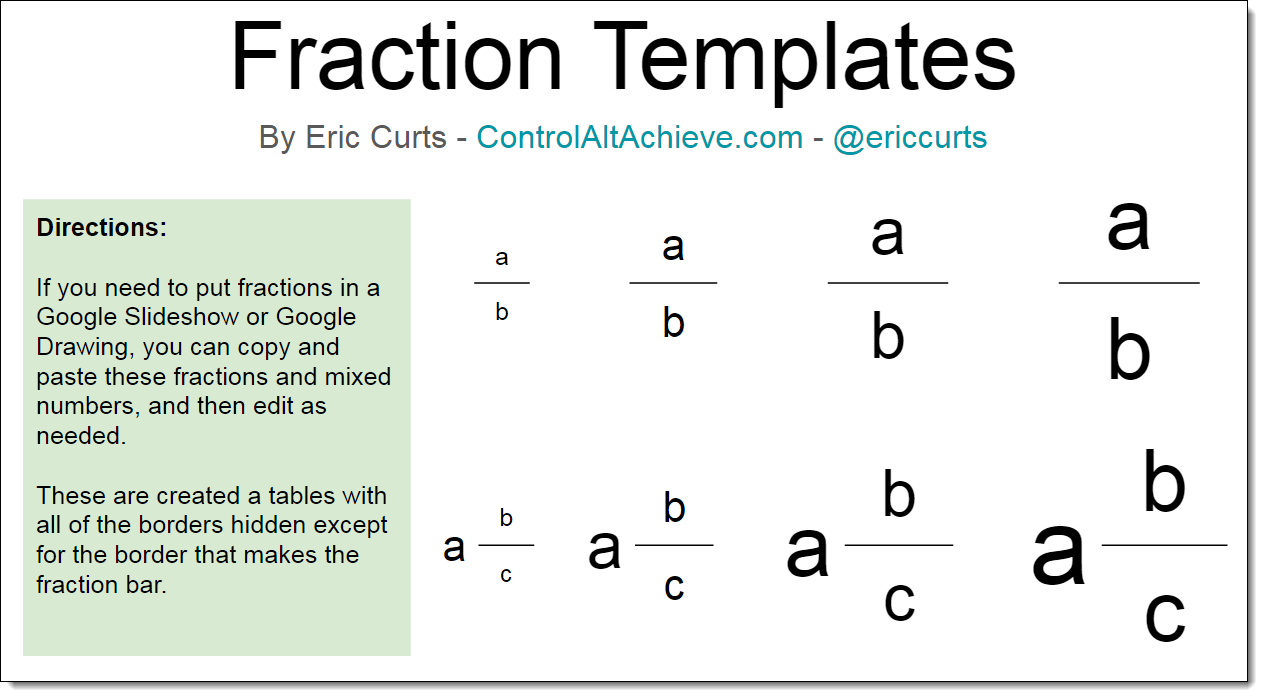 Control Alt Achieve: Creating Fractions in Google Slides and Drawings