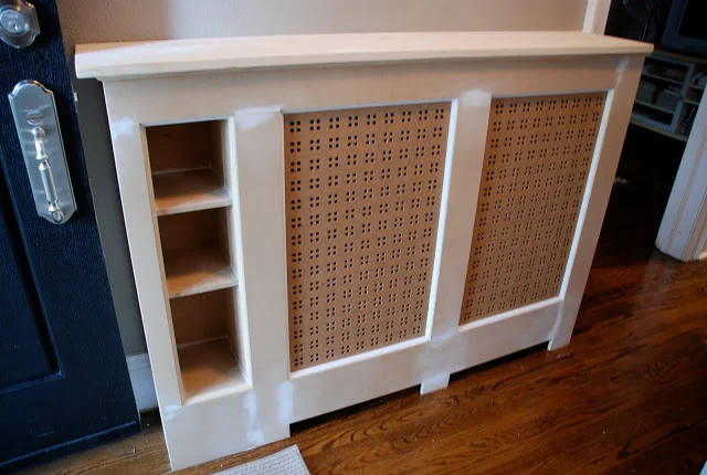 diy radiator cover, mdf radiator cover, radiator cover with cubbies