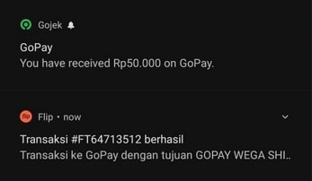 Transaksi pengiriman berhasil Transaksi pengiriman berhasil