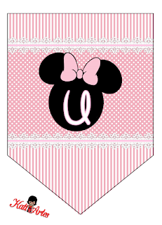 Alfabeto en Banderines de Minnie Rosa. Free Printable Minnie Bunting in Pink.