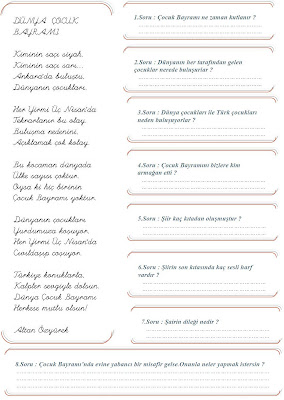 2. Sınıf Türkçe Dersi 23 Nisan Dünya Çocuk Bayramı - Türkçe 2 Dünya