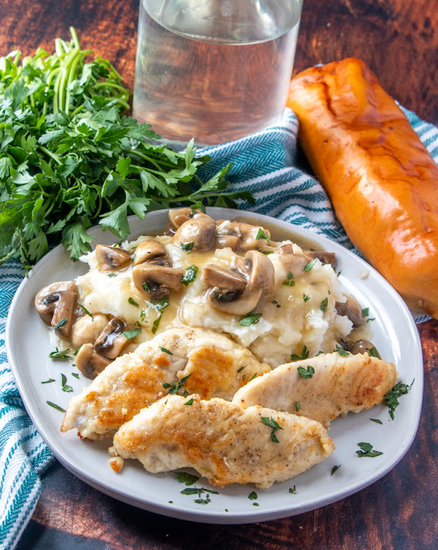 Pan Fried Chicken Tenderloins or Chicken Breasts with Mushroom Gravy Recipe
