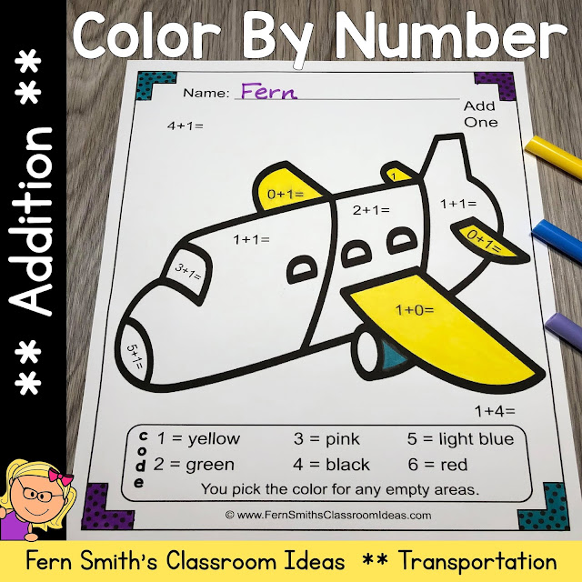 Color By Number Addition Transportation With Free Bonus Transportation Coloring Pages