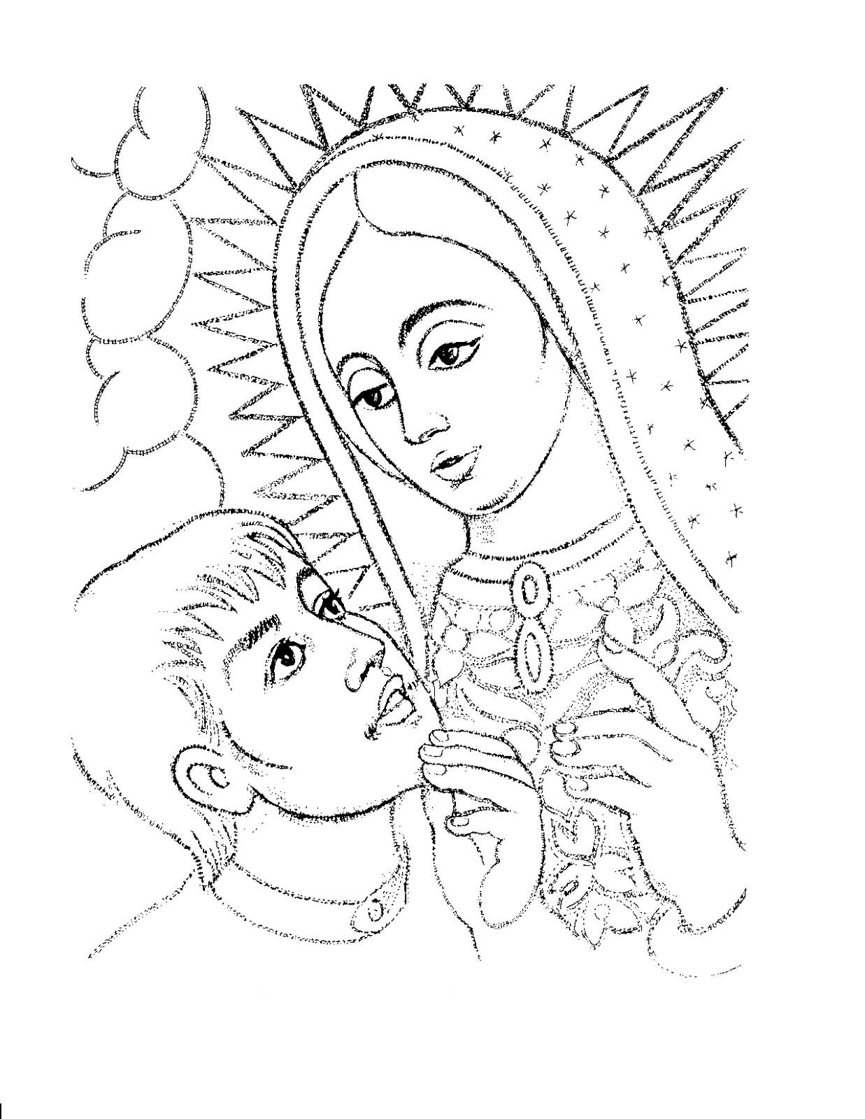 Dibujo de Virgen de Guadalupe y Juan Diego para colorear - COLOREA TUS ...