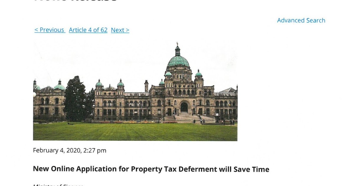Tahsis Living Online property tax deferment form