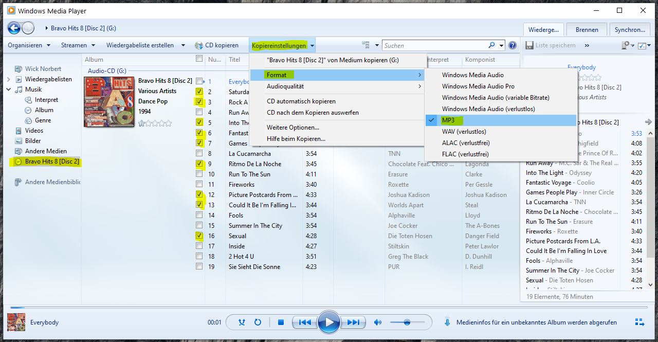 ICTIdeen (Medien im Unterricht) AudioCDs in mp3Dateien umwandeln