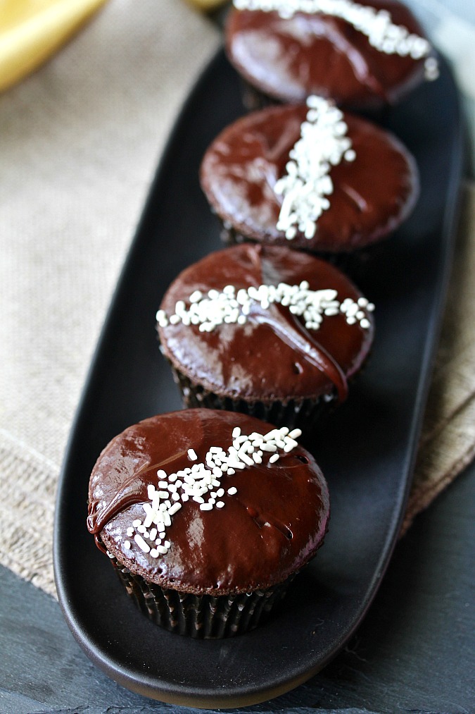 Red Wine Chocolate Cupcakes with a Chocolate Glaze