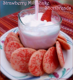 Strawberry Milkshake Shortbreads, the flavor of a summer treat in a crunchy cookie. | Recipe developed by www.BakingInATornado.com | #recipe #cookies