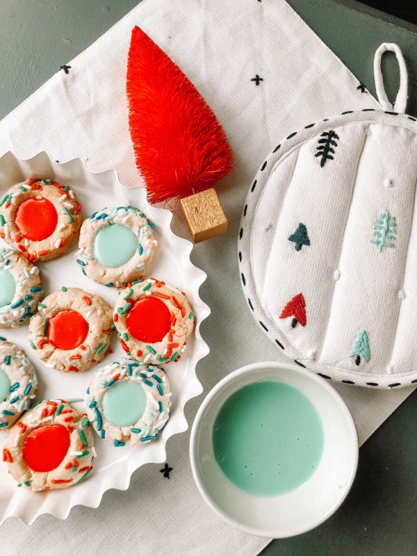 Me and My Pink Mixer Sprinkle Thumbprint Cookies with Icing