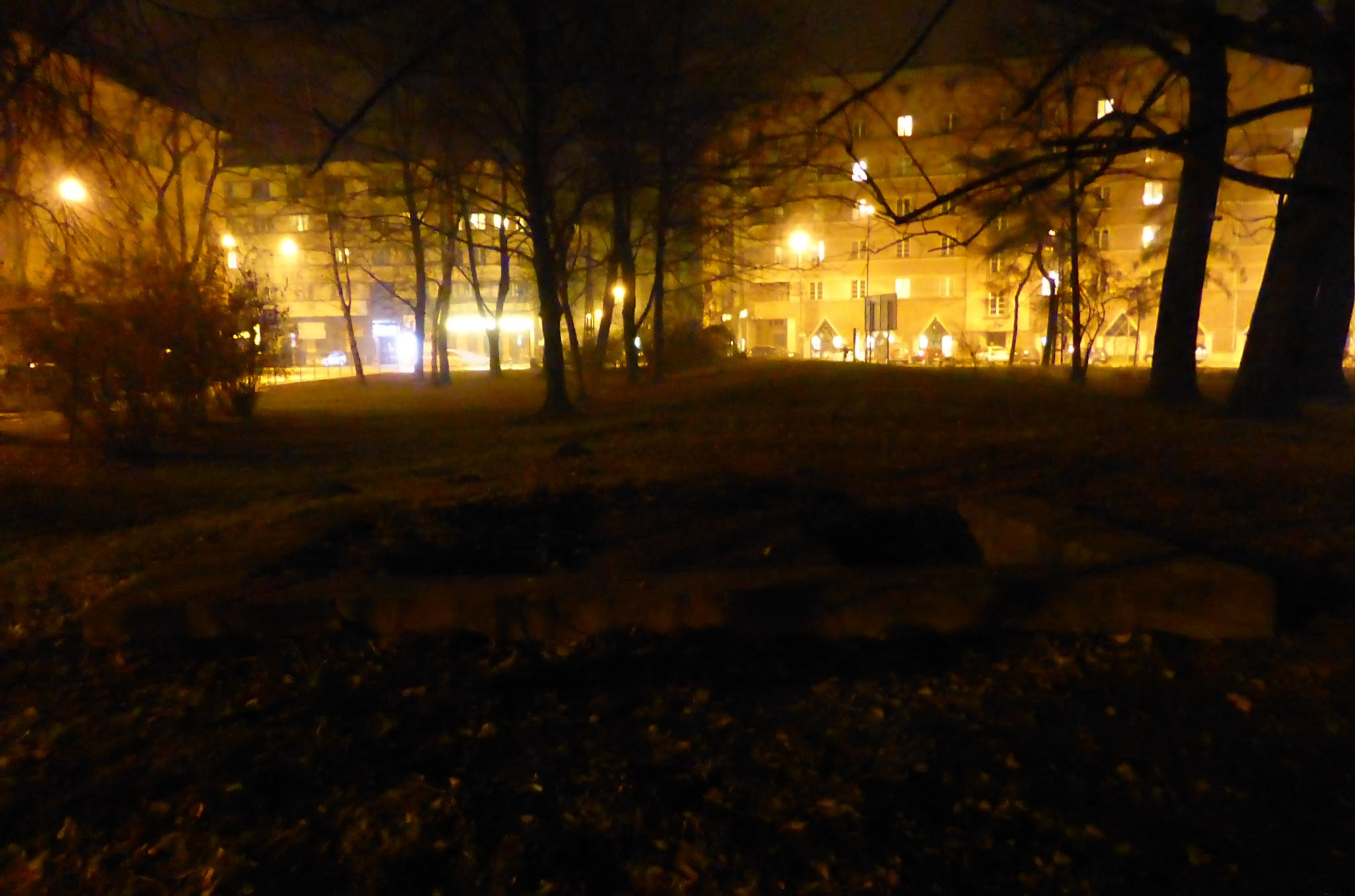 The bunker at night. In 1949, the street lights were few and far between.