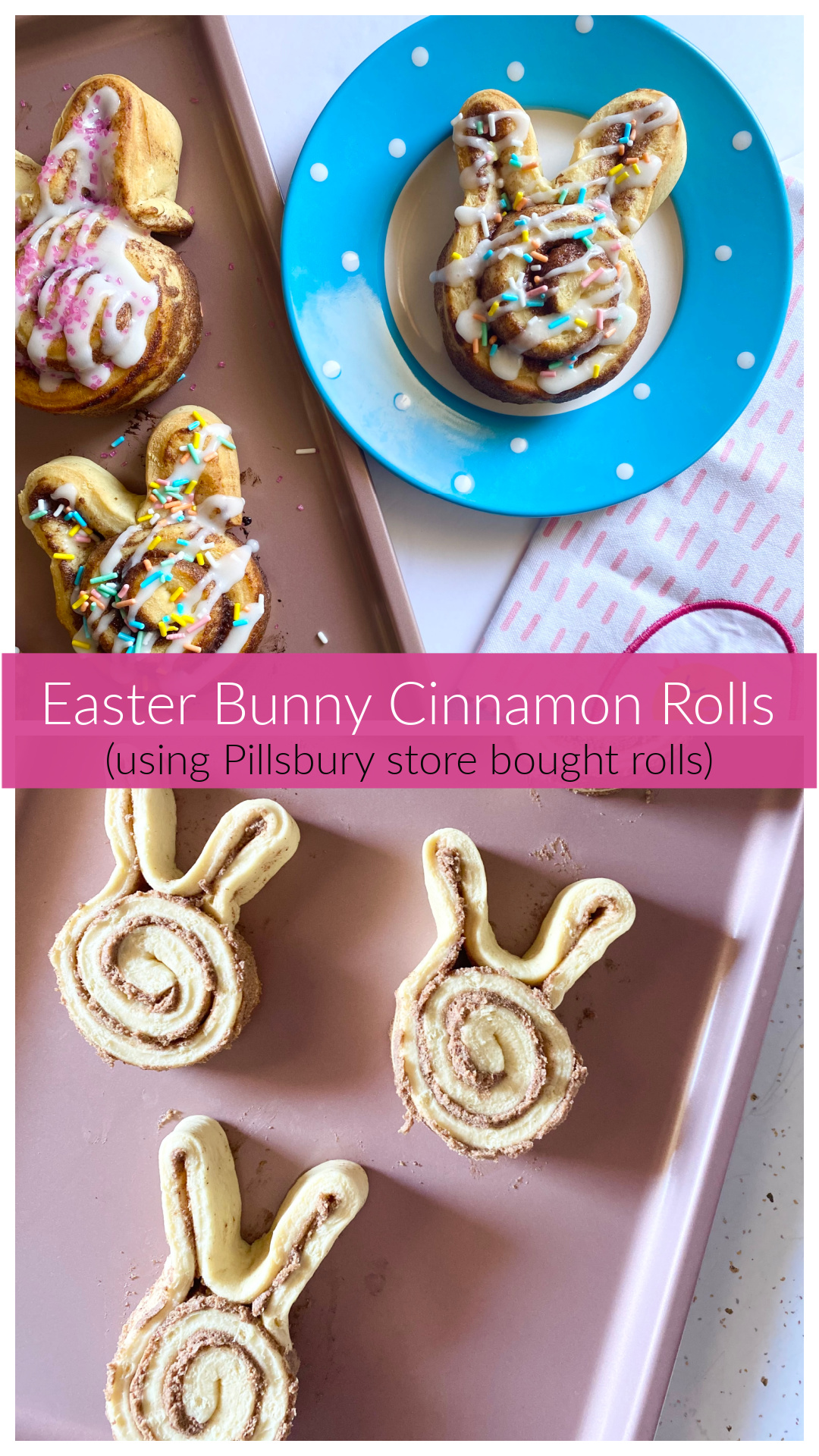 Easter Bunny Cinnamon Rolls (using Pillsbury refrigerated rolls) Ally