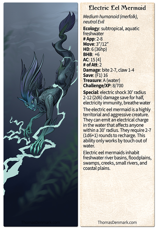 Dungeoneering Game Blog Bookmark Beastie Electric Eel Mermaid