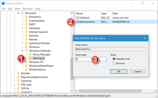 Windows Defenderで望ましくない可能性のあるプログラム（PUP）保護をオンにする