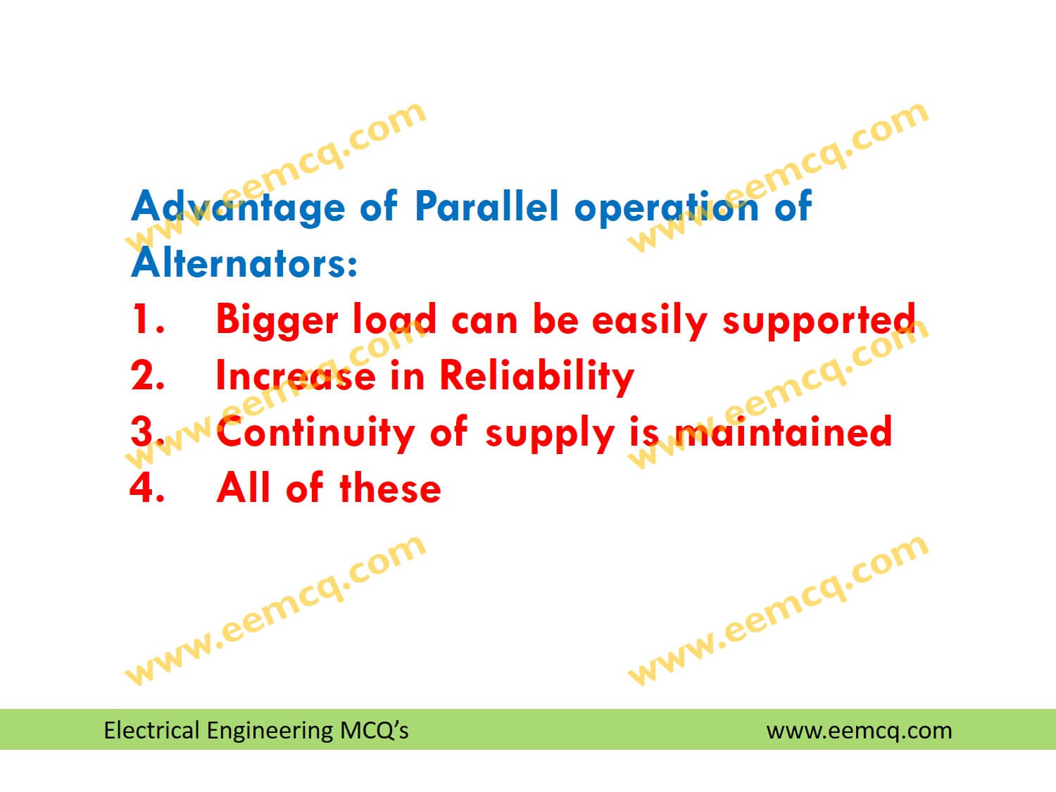 parallel operation of alternators