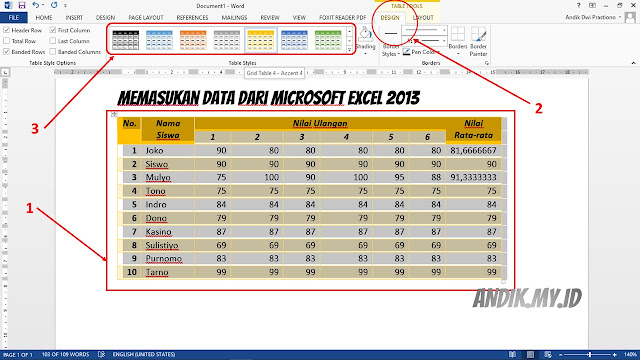 memasukan tabel excel ke word, tutorial, microsoft office, microsoft word, microsoft excel, 