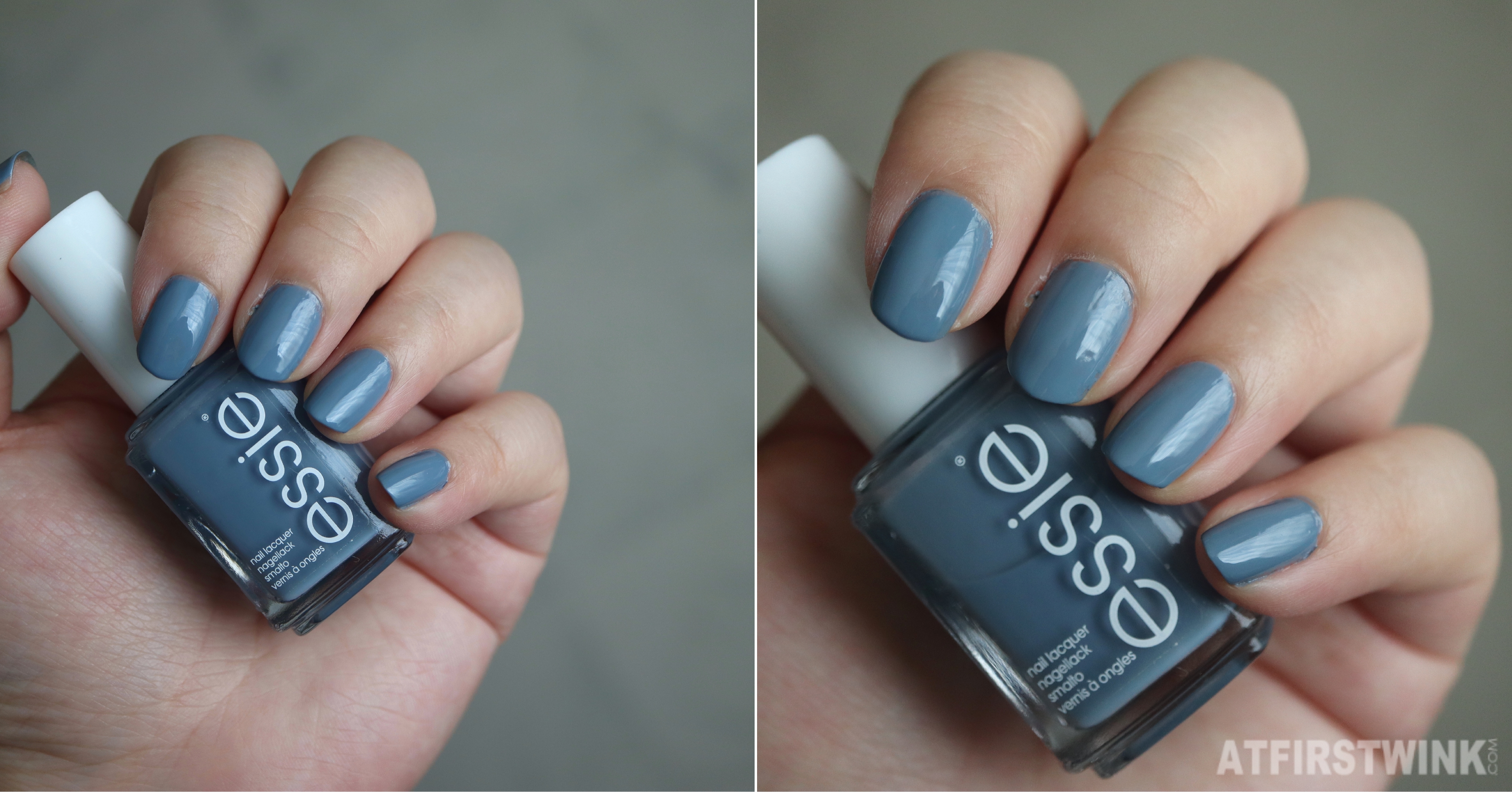 essie nsil polish 310 truth or flare warm light blue nail polish swatch hand