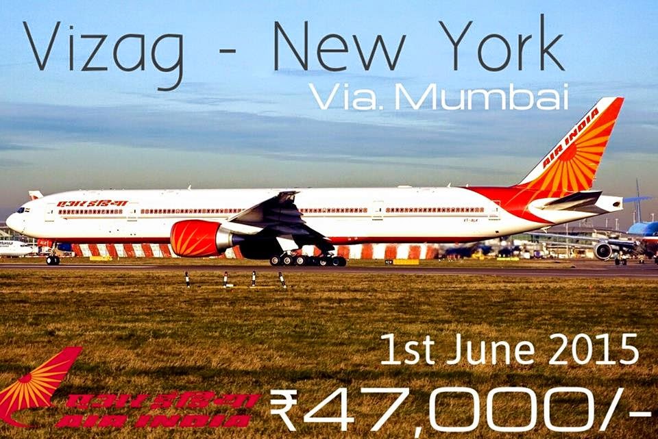 Vizag to NewYork Flight from Visakhapatnam Airport from June 2015