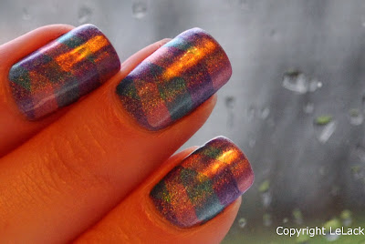 Fishtail braid nails holographic