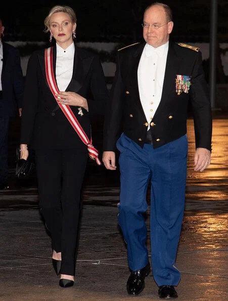 Prince Albert II, Princess Charlene, Princess Caroline and Beatrice Borromeo Casiraghi at the gala evening