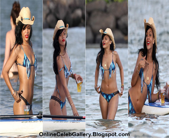 Rihanna Showcases Killer Body in Tiny Bikini while paddleboarding