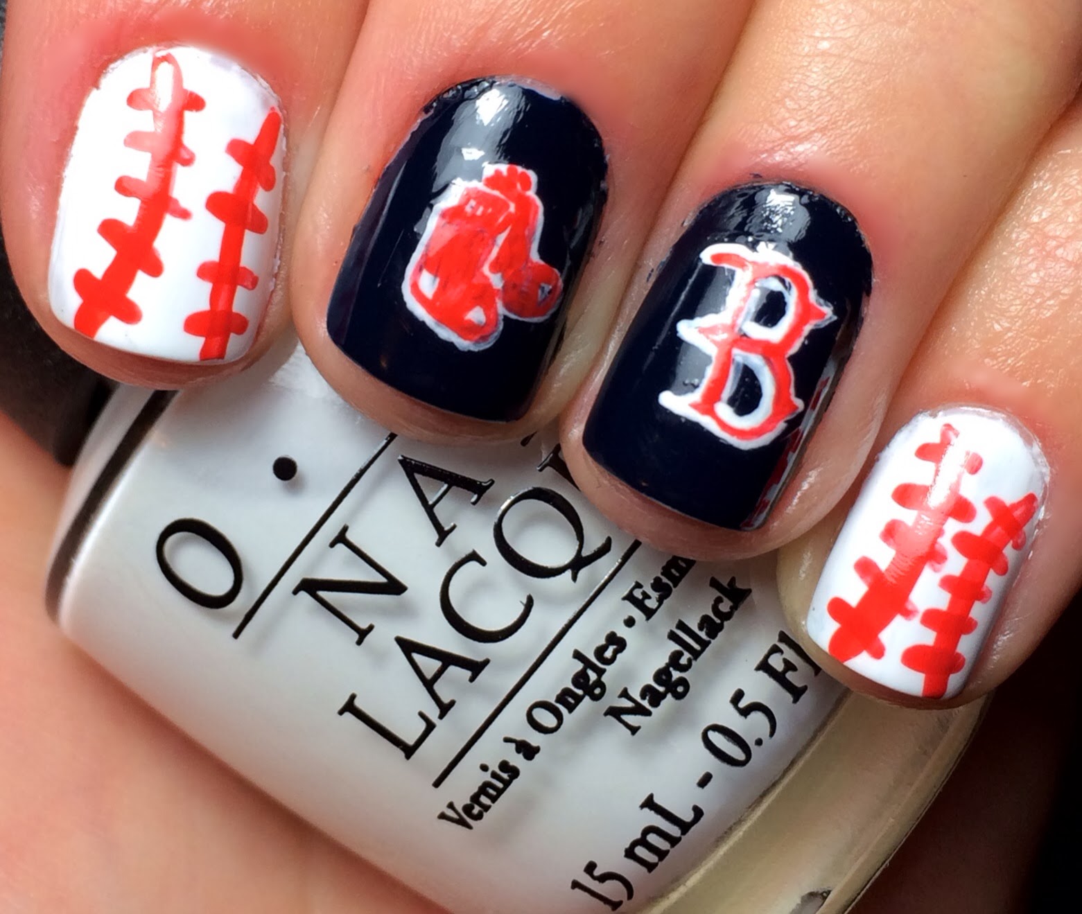 Boston Red Sox Mani! Leesha Olivier Lauren Courcelle Nails, Red sox