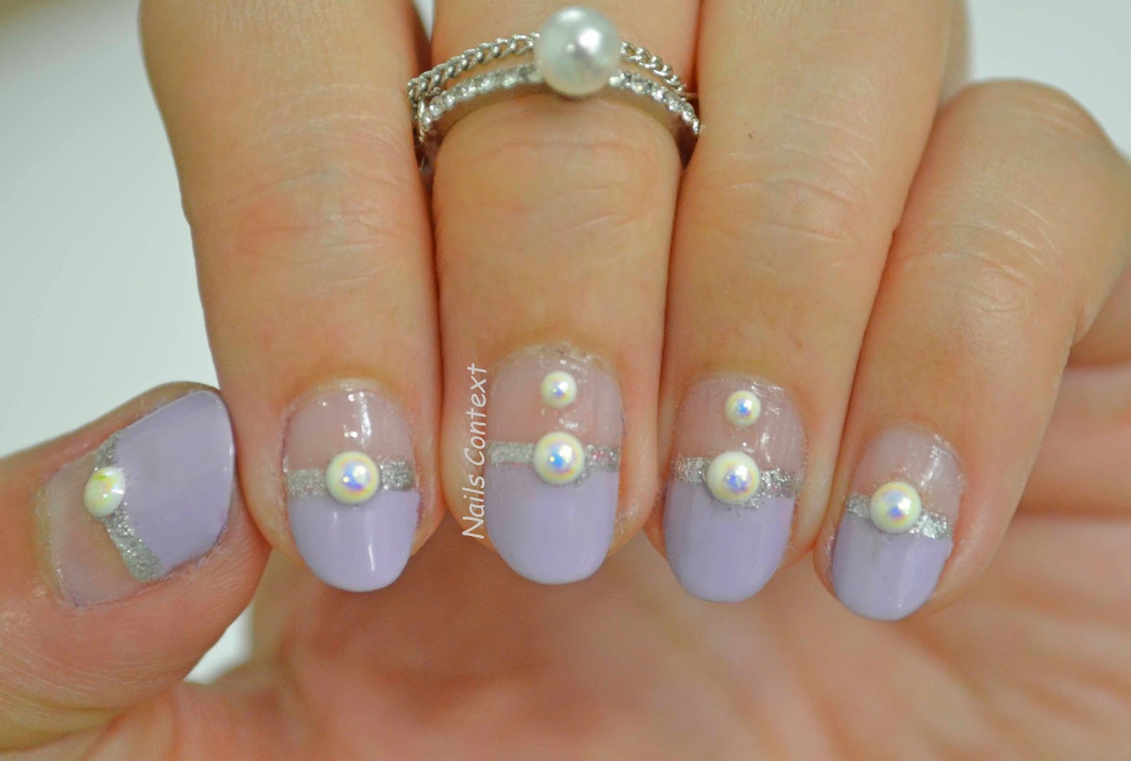 Pearl and Rhinestone Accent Nails - wide 5