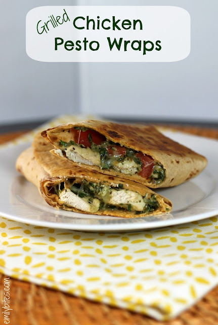 Grilled Chicken Pesto Wrap Under 300 calories #healthywraprecipe