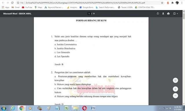 Contoh soal tes P3K Bidang Hukum dan Kunci Jawaban