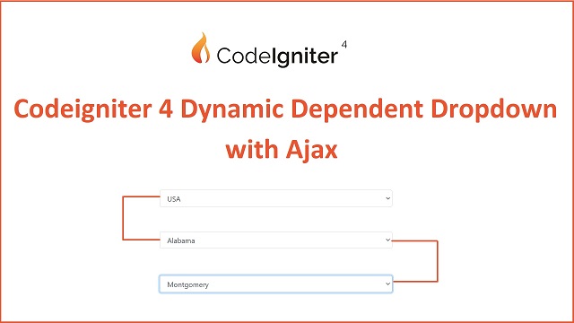 Dynamic Dependent Dropdown using Ajax in Codeigniter 4 | Webslesson