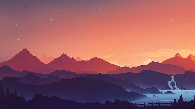 Sunset Mountain minimal wallpaper