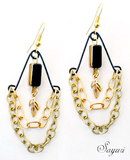 Safety pin Chandelier earrings