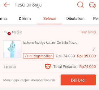 membeli mukena tazbia di ramadhan flash sale shopee