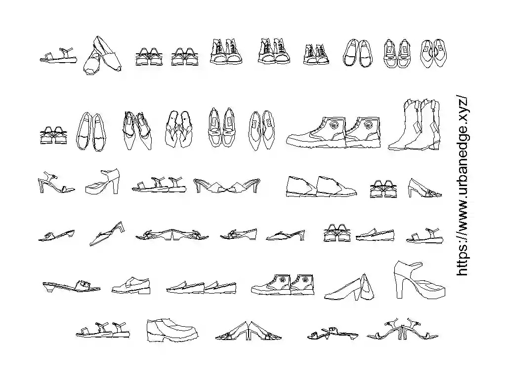 Shoes, sandals, and chappals cad blocks download, 40+ shoes cad block