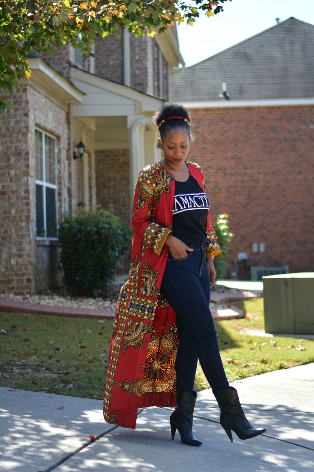 ankara print duster coat