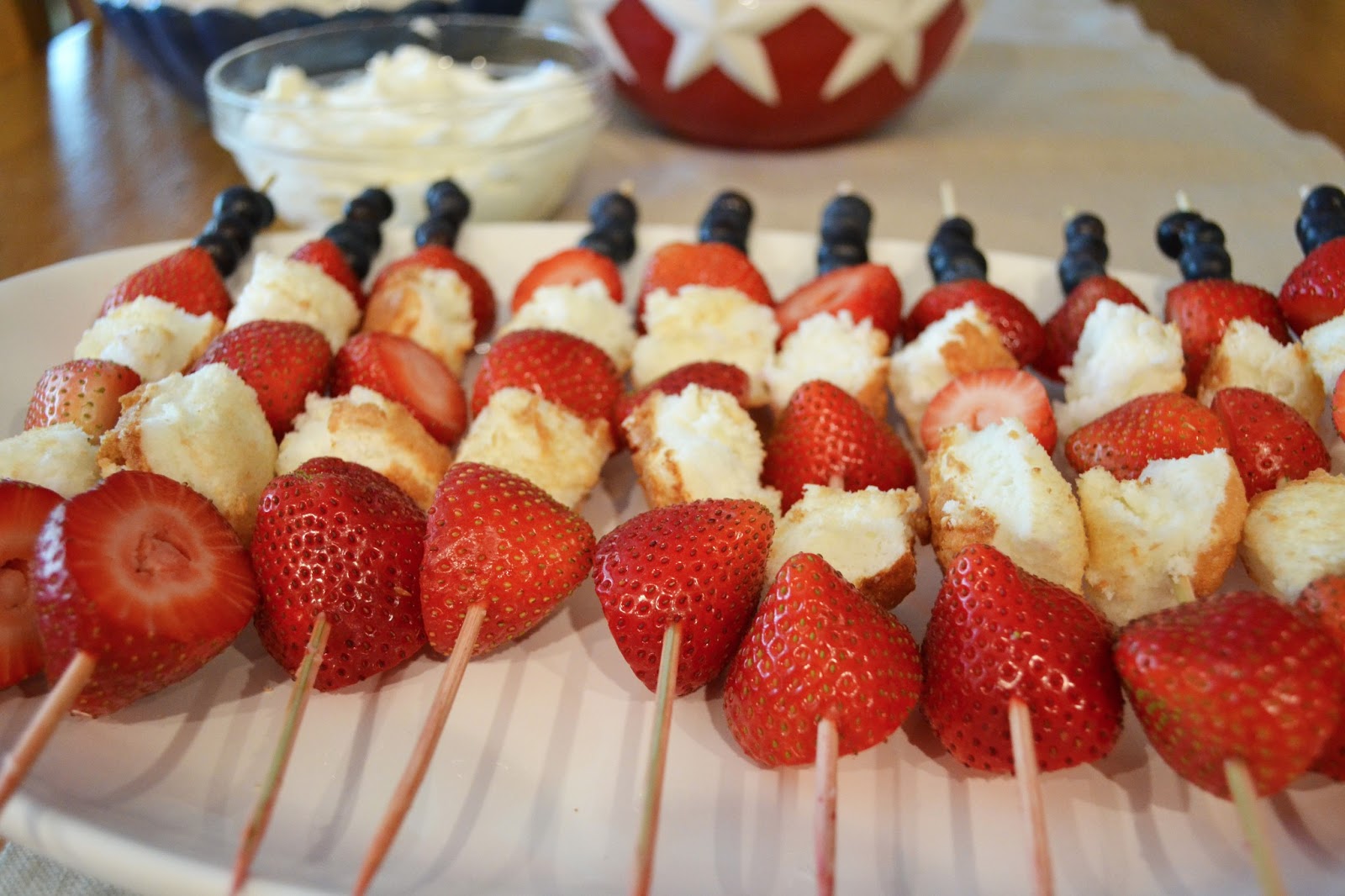 The Orange Pepper Fruit Kebabs and Cream Cheese Dip