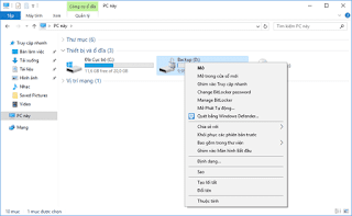 Sử dụng BitLocker trong Windows 10 mã hóa các phân vùng ổ đĩa và các thiết bị lưu trữ gắn ngoài