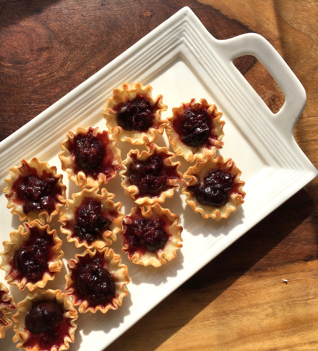 Brie and Dark Cherry Filo Pastry Bites Party Food Recipe