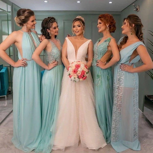 vestido longo verde claro para madrinha de casamento