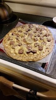 bratwurst pizza with sauerkraut