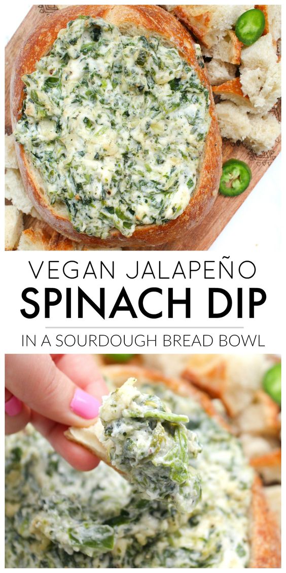 This Vegan Jalapeño Spinach Dip is the perfect game day or party snack. No one will ever know this creamy deliciousness is even vegan.