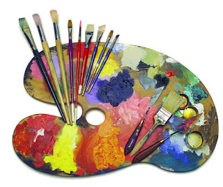 art pallet with brushes and paints