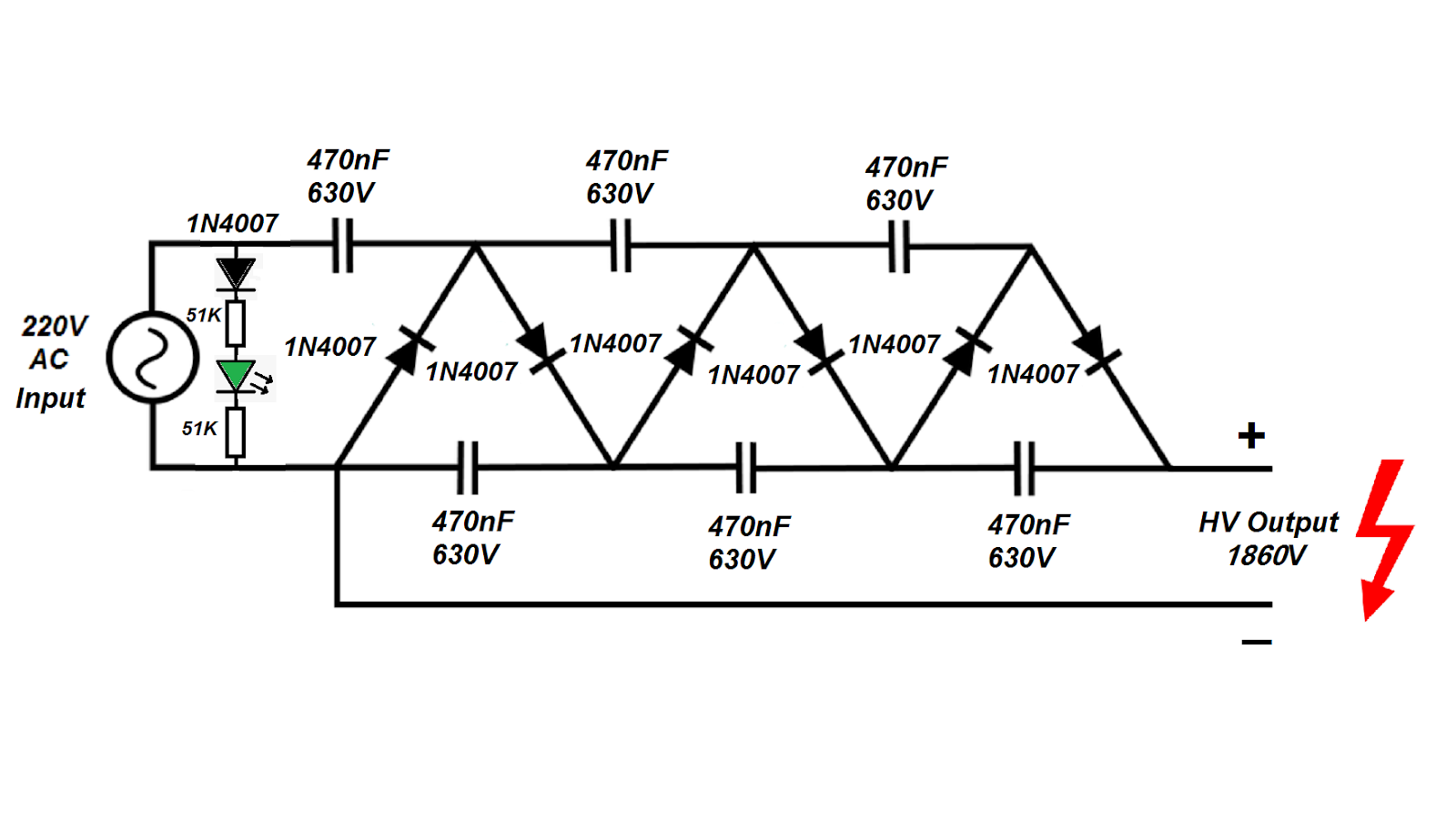 Cockroft Walton voltage multiplier / Bug Zapper Simple Projects