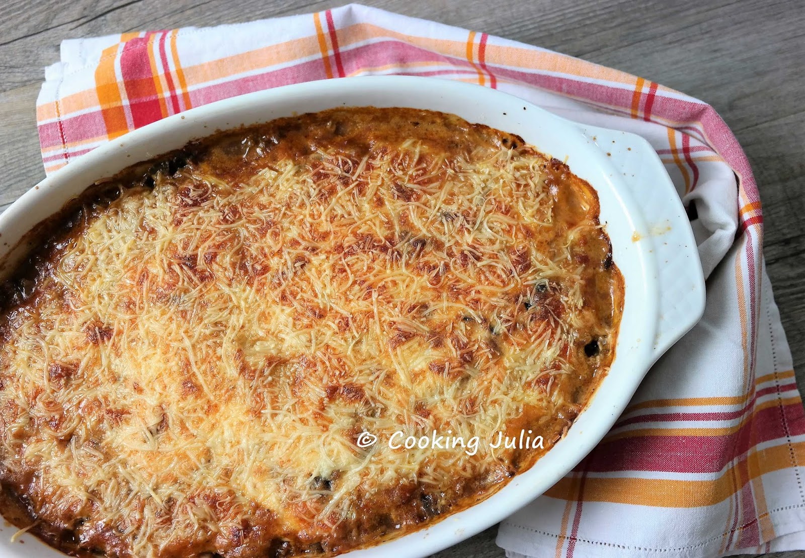 COOKING JULIA GRATIN LÉGER D'AUBERGINES À LA VIANDE