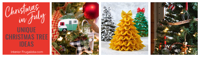 Christmas In July Unique Christmas Tree Ideas! Over thirty inspiring ideas for the upcoming holiday season for those of you who like to plan ahead. From gift-giving ideas, DIY holiday decor, festive holiday crafts, recipe ideas, and so much more from the Holiday Ideas Blog Hop Tour. #christmastreeideas #ChristmasInJuly #12DaysofChristmasIdeas #holidayideas #christmasideas #christmas2020