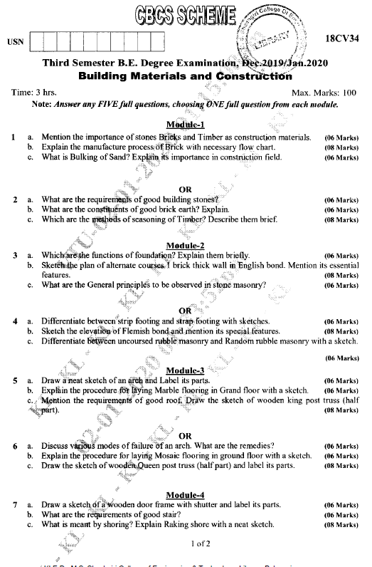 Visvesvaraya Technological University B.E. Civil Engineering (CBCS) Third Semester 18CV34