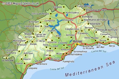 Malaga Tourism Map Region | Map of Spain Tourism Region and Topography Malaga Tourism Map Region | Map of Spain Tourism Region and Topography